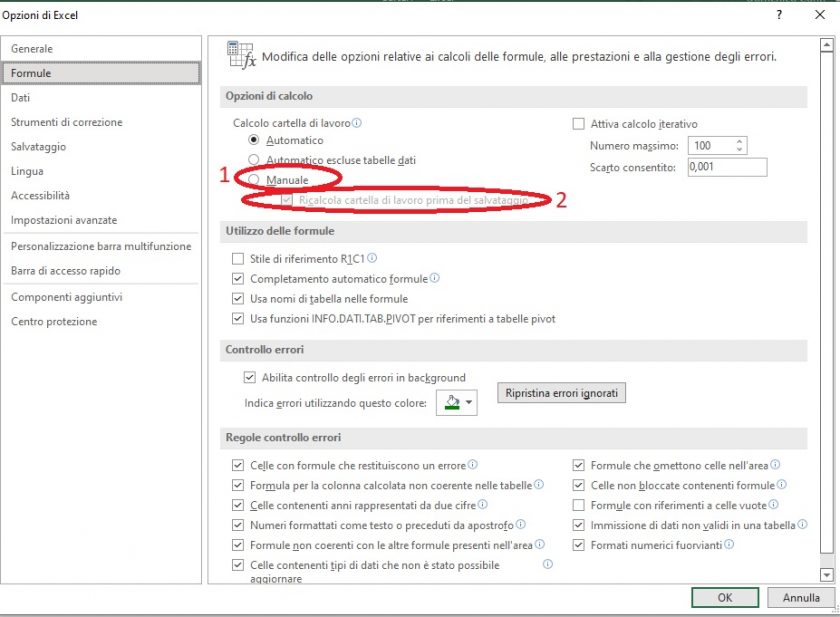 Bloccare aggiornamento file excel